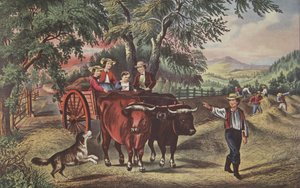 Heuernte, Die erste Ladung, veröffentlicht 1868, Currier & Ives von American School