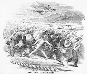 Ho! für Kalifornien, Illustration aus dem New York Atlas, 14. Januar 1849 von American School