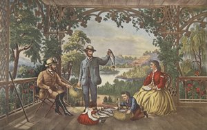 Heimkehr vom Bach, Der glückliche Fischer, veröffentlicht 1867, Currier & Ives von American School