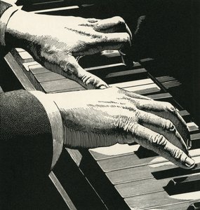 Illustration von Händen, die Klavier spielen
