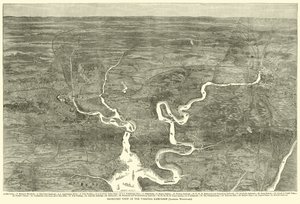Isometrische Ansicht der Virginia-Kampagne, Blick nach Westen, Juni 1864 von American School