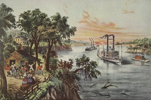 Niedrigwasser im Mississippi, veröffentlicht 1868, Currier & Ives von American School