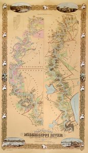 Karte der Plantagen am Mississippi von Natchez bis New Orleans, 1858