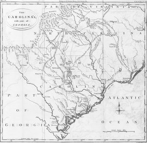Karte der Carolinas mit einem Teil von Georgia