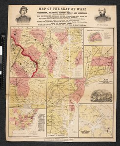Karte des Kriegsschauplatzes. Enthält eine Karte der Umgebung von Washington, Baltimore, Harper