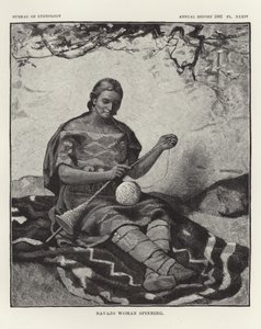 Navajo-Frau beim Spinnen