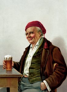 Alter Mann mit einem Bier in einer Kneipe von American School