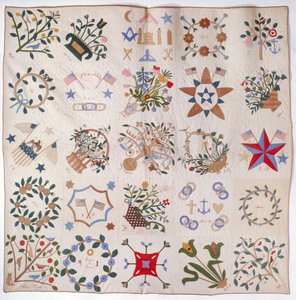 Patrioten- und Blumenquilt, ca. 1860 (Baumwolle)