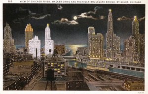 Postkarte von Chicago bei Nacht