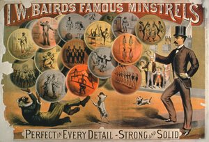 Plakat für I. W. Bairds berühmte Minstrels