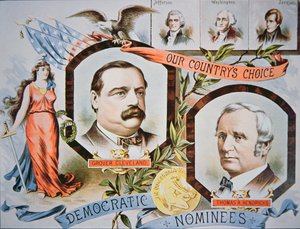 Präsident Grover Cleveland dargestellt in einer Karikatur der Zeitschrift 