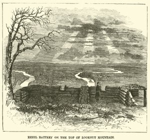 Rebellenbatterie auf dem Gipfel des Lookout Mountain, November 1863 von American School