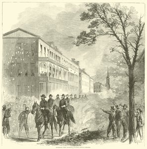 Shermans Armee zieht in Columbia, South Carolina, ein, Februar 1865 von American School