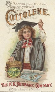 Verkürzen Sie Ihr Essen und verlängern Sie Ihr Leben, Werbung für Fairbanks Cottolene, 1896