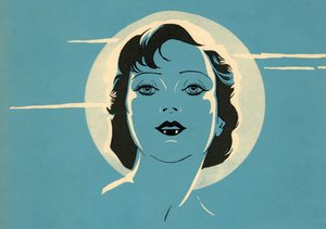 Verführerische Frau vor einem Vollmond von American School