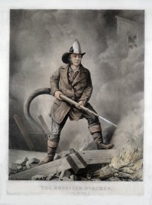 Der amerikanische Feuerwehrmann, dem Feind gegenüber, veröffentlicht 1858
