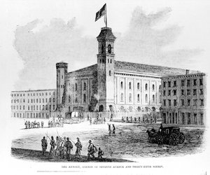 Das Waffenlager, Ecke Seventh Avenue und Thirty-Fifth Street, Szene aus den Draft Riots in New York City, 1863