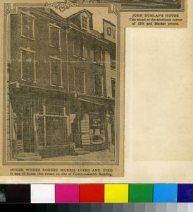 Das Haus, in dem Robert Morris lebte und starb (Zeitungsdruck)