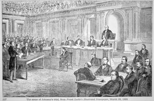 Das Amtsenthebungsverfahren gegen Präsident Johnson im Jahr 1868, Illustration aus 
