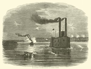 Die Lancaster und die Switzerland durchqueren die Vicksburg-Batterien, März 1863 von American School