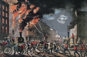 Das Leben eines Feuerwehrmanns (New York Volunteer Fire Department), veröffentlicht von Currier & Ives