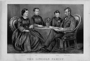 Die Familie Lincoln, veröffentlicht von Currier & Ives, 1867 von American School