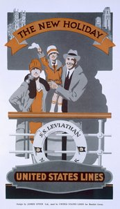 Der neue Urlaub, Werbung für United States Lines, SS Leviathan, 1920er Jahre von American School