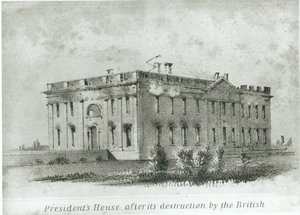 Das Präsidentenhaus nach der Zerstörung durch die Briten, aus Wattersons 