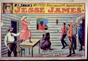 Das Gefängnis ist nicht gebaut, das Jesse James halten wird, Werbung für W. I. Swains spektakuläre Produktion von Jesse James von American School