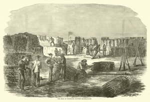 Die Belagerung von Vicksburg, Batterie Hickenlooper, Juni 1863 von American School