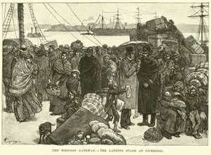 Das westliche Tor, die Landungsbühne in Liverpool