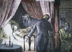 Der Tod von George Washington in Mount Vernon, Virginia von American School
