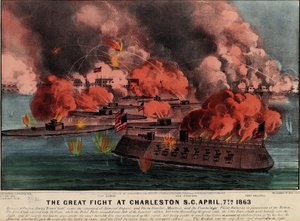 Der große Kampf in Charleston S.C., 7. April 1863, veröffentlicht von Currier & Ives, 1863