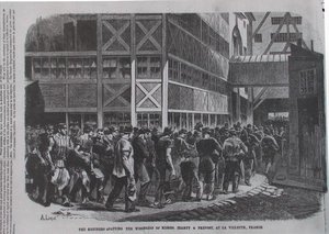 Die Veredler verlassen die Werkstatt von Messrs. Jeanty & Provost in La Villette, Frankreich, aus Scientific American, 1870