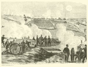 Union-Position nahe dem Zentrum, Schlacht von Gettysburg, 2. Juli, Juli 1863 von American School