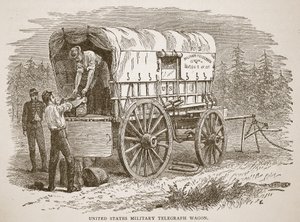 Militärischer Telegrafenwagen der Vereinigten Staaten, aus einem Buch veröffentlicht 1896