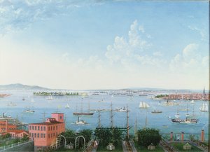 Blick auf den Hafen von New York von Brooklyn Heights, ca. 1860 von American School