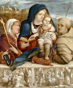 Jungfrau und Kind zwischen St. Helena und St. Franziskus, ca. 1520