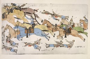 Rückzug des Kommandos von Major Marcus Reno (Tinte auf Papier) von Amos Bad Heart Buffalo