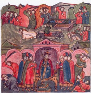 Gewalt des Moskauer Prinzen Iwan Danilowitsch und seiner Nachbarn aus: Das Leben des Heiligen Sergius von Radonesch, 16. Jahrhundert