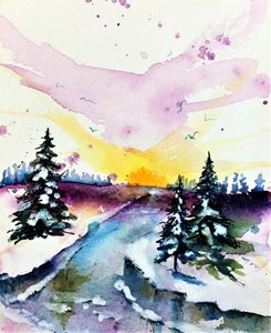 Bunter Wintersonnenuntergang