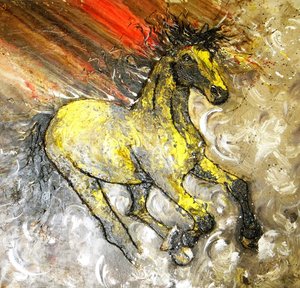 Dynamisches gelbes Pferd