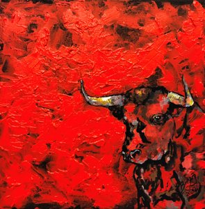 Wilder roter Stier von Anda Bieza
