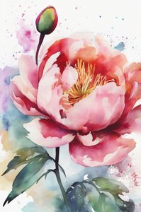 Rosa Pfingstrose Aquarellblüte