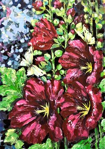Roter Stockrosen Schmetterlinge