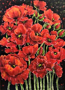 Lebendige Rote Mohnblumen