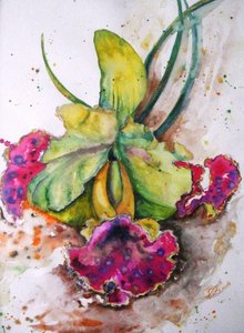 Lebendige Aquarell-Orchidee