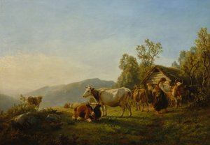 Melkerinnen mit Kühen
