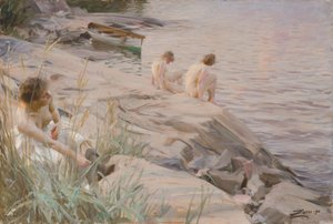 Mädchen baden im Freien von Anders Zorn