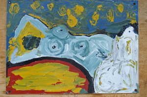Blauer weiblicher Akt